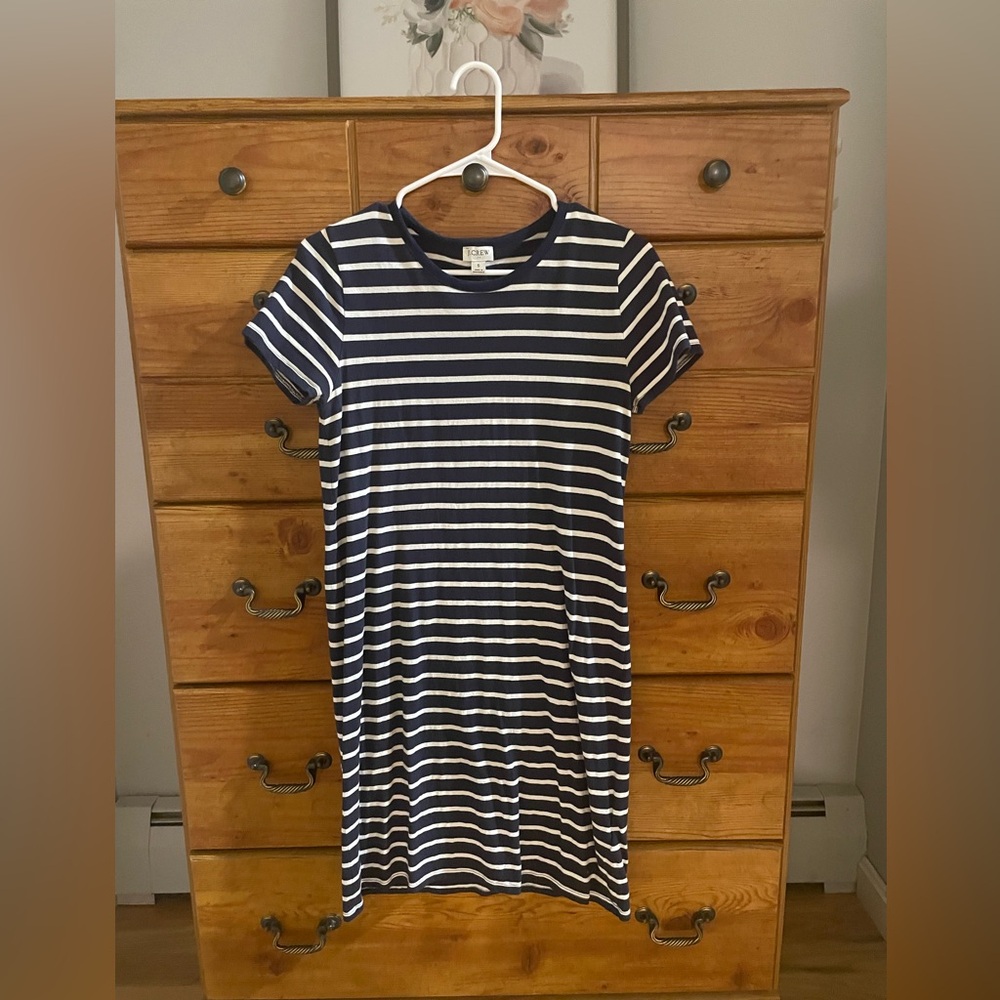 J. Crew Navy and White Striped Dress